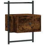 vidaXL Table de chevet murale 2 Pièces chêne fumé 35x30x51 cm