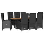 vidaXL Ensemble à manger de jardin 9Pièces coussins noir résine tressée