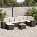 vidaXL Salon de jardin 8 Pièces avec coussins noir résine tressée
