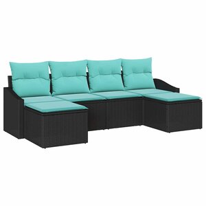 vidaXL Ensemble de Canapés avec coussin 6 Pièces Noir polyrotin