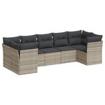 vidaXL Salon de jardin avec coussins 7 Pièces gris clair résine tressée
