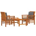 Salon de jardin meuble d'extérieur ensemble de mobilier 3 pièces avec coussins bois massif d'acacia 02_0015959