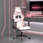vidaXL Chaise de jeu de massage avec repose-pied Blanc&Rose Similicuir