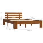 vidaXL Cadre de lit Marron miel Bois de pin massif 120x200 cm