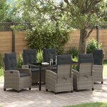 vidaXL Ensemble de salle à manger de jardin 7 pièces avec coussins gris en poly rattan