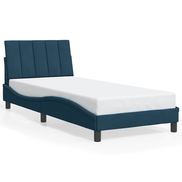 vidaXL Cadre de lit sans matelas Hanko bleu 90x190 cm velours
