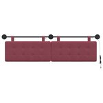 vidaXL Tête de lit suspendue Avec lumière LED Bordeaux Tissu