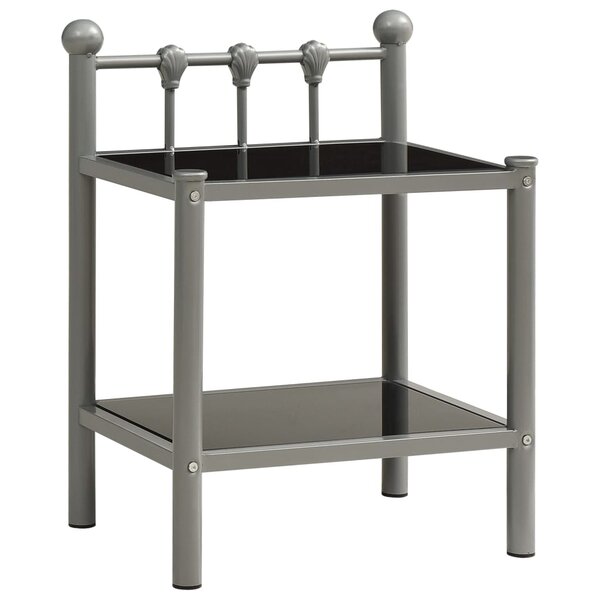 vidaXL Table de chevet Gris et noir 45x34 5x60 5 cm Métal et verre