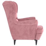vidaXL Fauteuil à oreilles avec tabouret rose velours