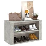 vidaXL Étagère à chaussures Gris béton 75x35x45 cm Bois d'ingénierie
