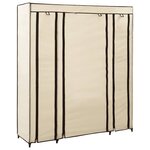 vidaXL Armoire avec compartiments et tiges Crème 150x45x176 cm Tissu