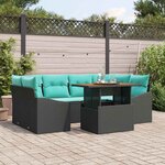 vidaXL Ensemble de salle à manger pour jardin 7 Pièces Noir et Sarcelle