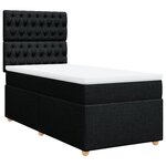vidaXL Sommier à lattes de lit avec matelas Noir 90x200 cm Tissu