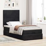 vidaXL Cadre de lit ottoman avec matelas noir 90x190 cm velours