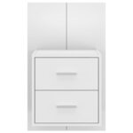 vidaXL Table de chevet murale Blanc brillant