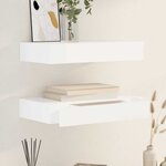 vidaXL Étagères murales avec tiroirs 2 Pièces Blanc 48 cm