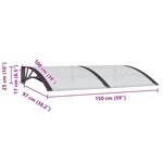 vidaXL Auvent de porte Noir 150x100 cm Polycarbonate