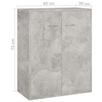 vidaXL Buffet Gris béton 60x30x75 cm Bois d'ingénierie