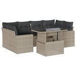 vidaXL Salon de jardin avec coussins 7 Pièces gris clair résine tressée
