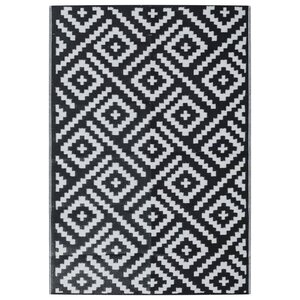 vidaXL Tapis d'extérieur Blanc et noir 160x230 cm PP