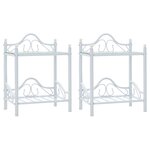 vidaXL Tables de chevet 2 Pièces Acier et verre trempé 45x30 5x60cm Blanc