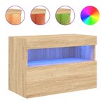 vidaXL Meuble TV mural avec lumières LED chêne sonoma 60x30x40 cm