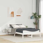 vidaXL Cadre de lit avec tables de chevet Blanc Bois massif en pin