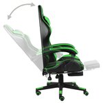 vidaXL Fauteuil de jeux vidéo avec repose-pied Noir et vert Similicuir