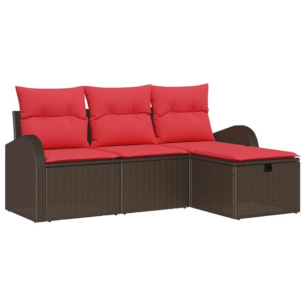 vidaXL Ensemble de canapé de jardin 4 Pièces Marron polyrotin