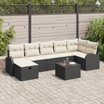 vidaXL Ensemble de canapé de jardin 8 pièces avec coussins en noir poly rattan