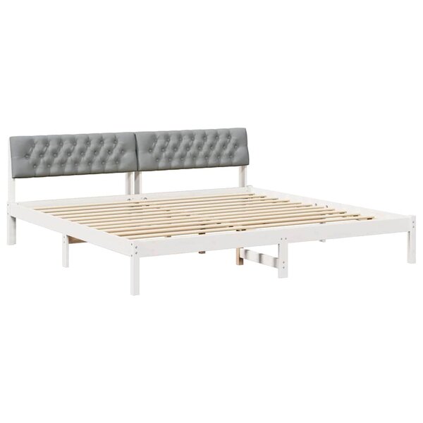 vidaXL Cadre de lit avec tête de lit Blanc et gris clair 200 x 200 cm