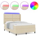 vidaXL Lit à ressorts avec matelas Crème 140 x 190 cm tissu