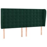 vidaXL Tête de lit avec oreilles Vert foncé 203x23x118/128 cm Velours