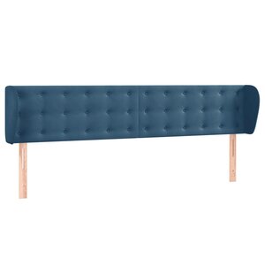 vidaXL Tête de lit avec oreilles Bleu foncé 163x23x78/88 cm Velours