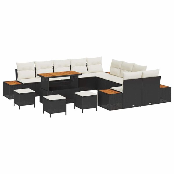 vidaXL Ensemble de canapé de jardin 14 Pièces Noir Poly rotin
