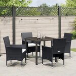 vidaXL Ensemble de Salle à Manger de Jardin 5 pièces Noir Rotin Synthétique