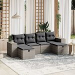 vidaXL Salon de jardin 6 Pièces avec coussins gris résine tressée
