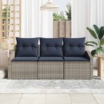 vidaXL Ensemble de canapé de jardin 3 Pièces Gris et bleu marine