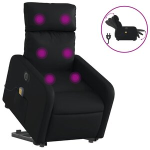 vidaXL Fauteuil inclinable de massage électrique noir similicuir