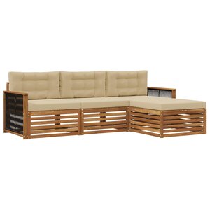 vidaXL Ensemble de canapés d'extérieur 4 pc Naturel et Beige