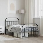 vidaXL Cadre de lit métal sans matelas avec pied de lit noir 107x203cm