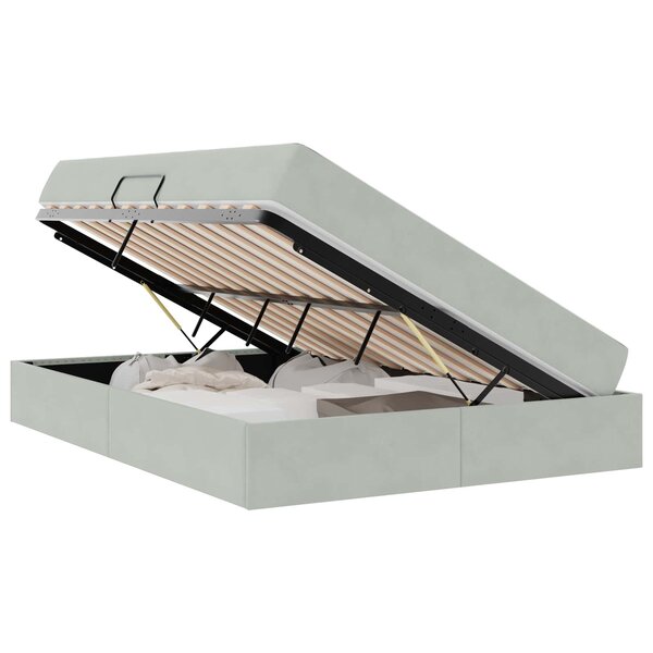 vidaXL Lit avec rangement et matelas Gris clair 140 x 190 cm Velours
