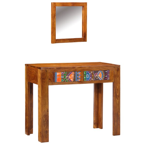 vidaXL Table de maquillage Marron miel en bois massif d'acacia