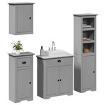 vidaXL Meubles de salle de bain 4 Pièces BODO gris bois de pin massif