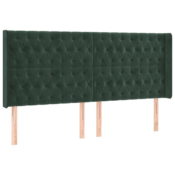 vidaXL Tête de lit avec oreilles Vert foncé 183x16x118/128 cm Velours
