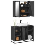 vidaXL Ensemble de meubles salle de bain 2 Pièces noir bois d'ingénierie