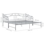 vidaXL Cadre de canapé-lit extensible sans matelas gris métal 90x200cm
