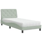 vidaXL Lit avec matelas gris clair 90x200 cm velours