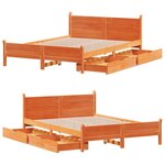vidaXL Cadre de lit sans matelas cire marron 150x200cm bois pin massif