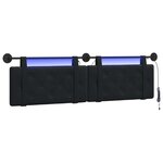 vidaXL Tête de lit suspendue Avec lumière LED Noir Velours